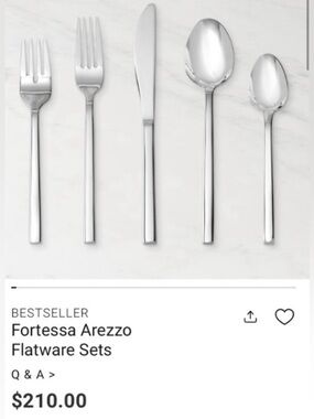 Fortessa - Arezzo 20 Piece Flatware Set - Stainless Steal *Mirror Finish* NWT